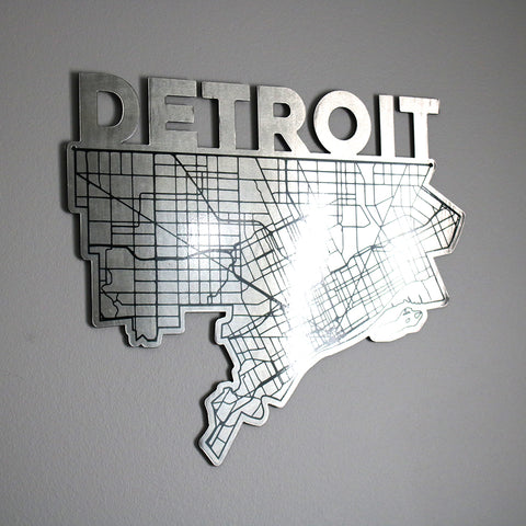 Image of Detroit Map Shaped - Metal Wall Art