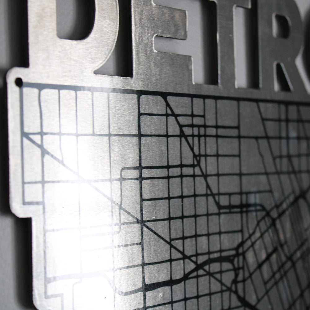 Detroit Map Shaped - Metal Wall Art