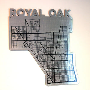 Royal Oak Map Shaped - Metal Wall Art